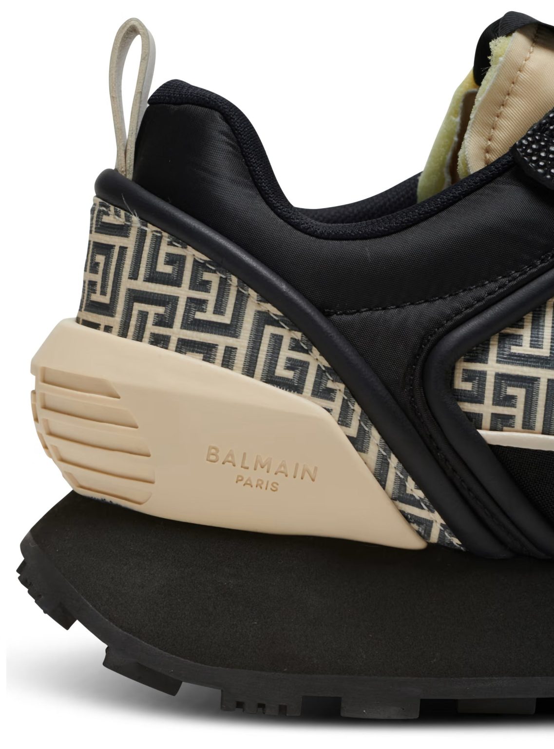 Balmain Racer monogrammed nylon and leather trainers