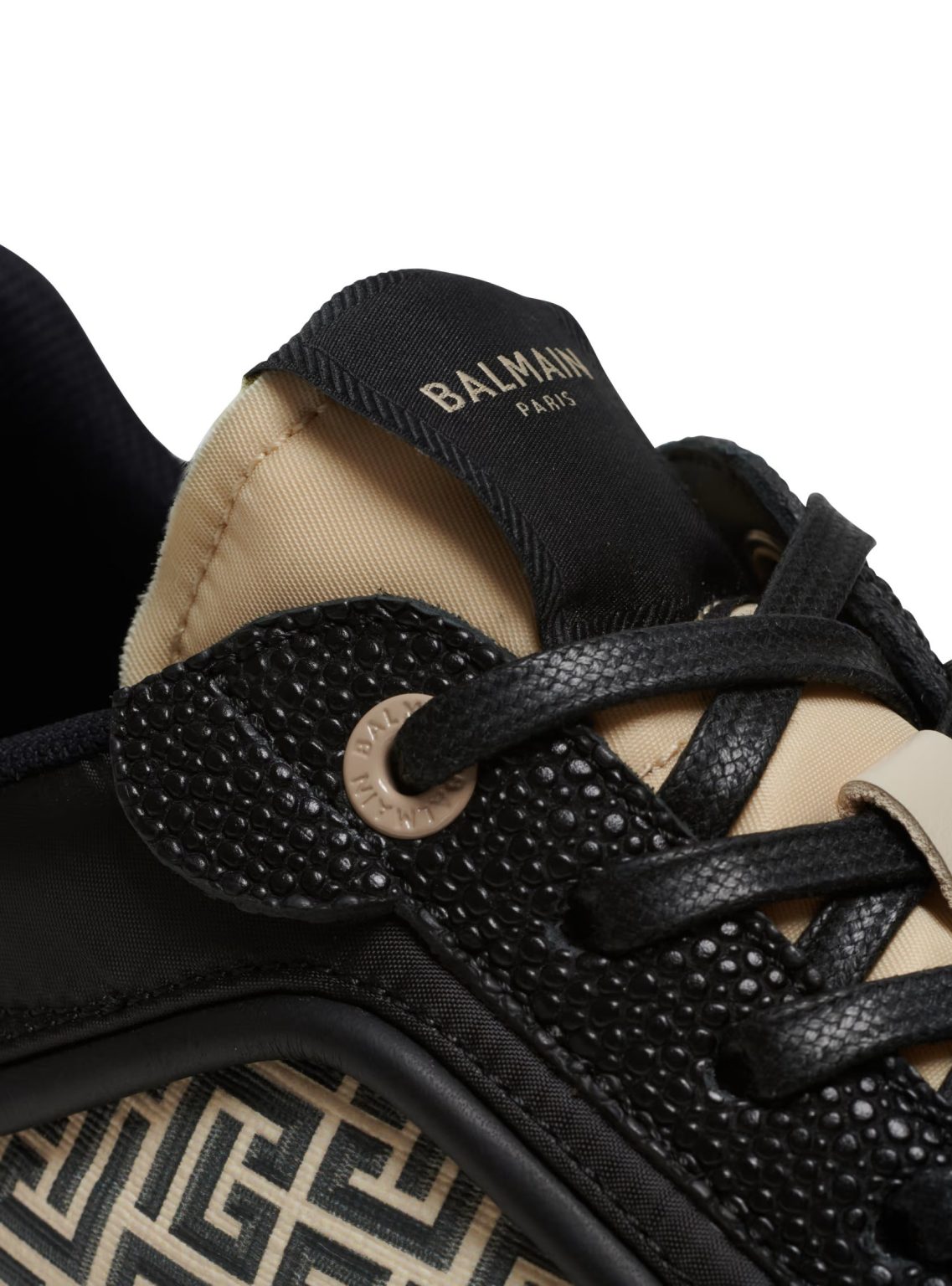 Balmain Racer monogrammed nylon and leather trainers