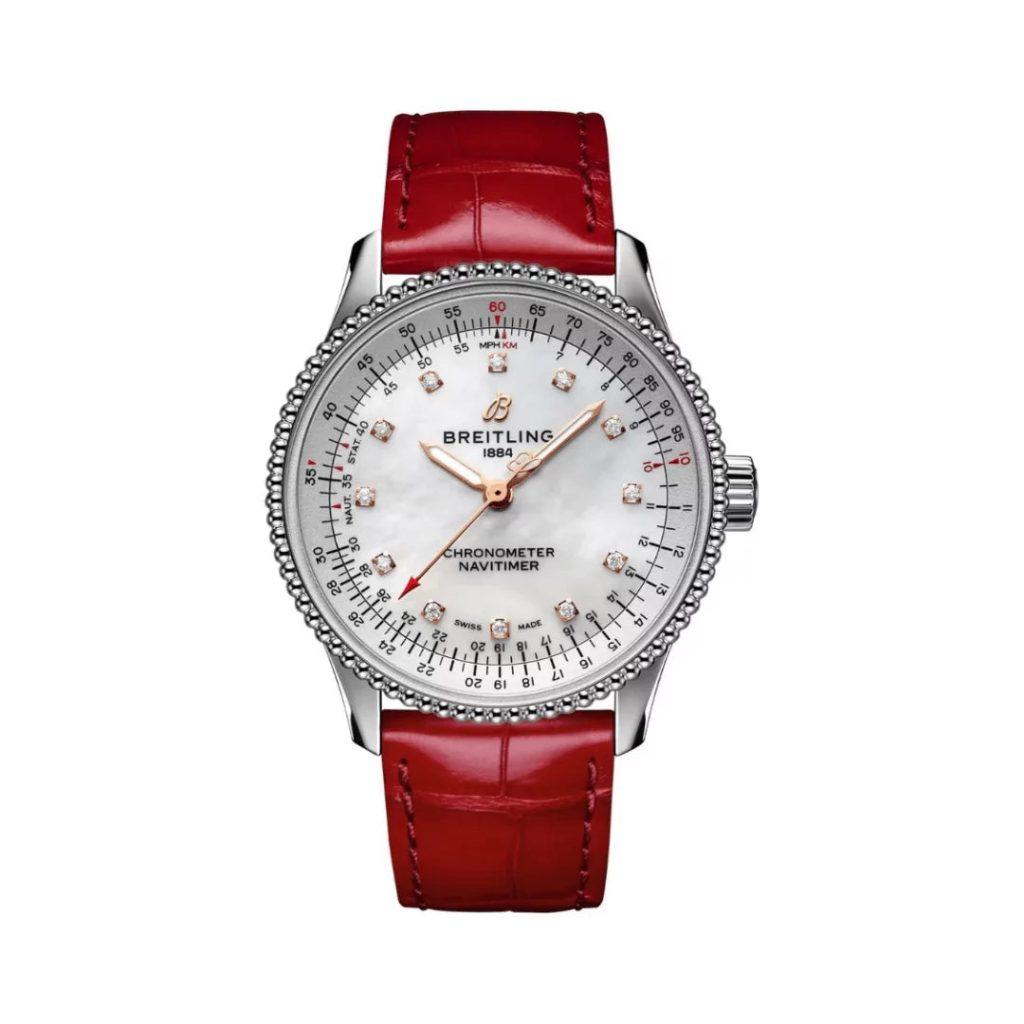 Breitling Navitimer A17395211A1P5 Red Alligator Leather MOP Dial