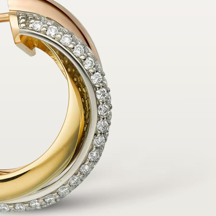 Cartier Trinity earrings, classic model, half-paved