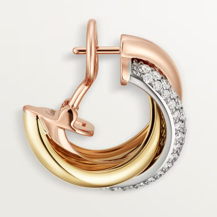 Cartier Trinity earrings, classic model, half-paved