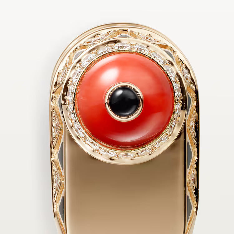Cartier Géometrie & Contrastes ring, coral, paved