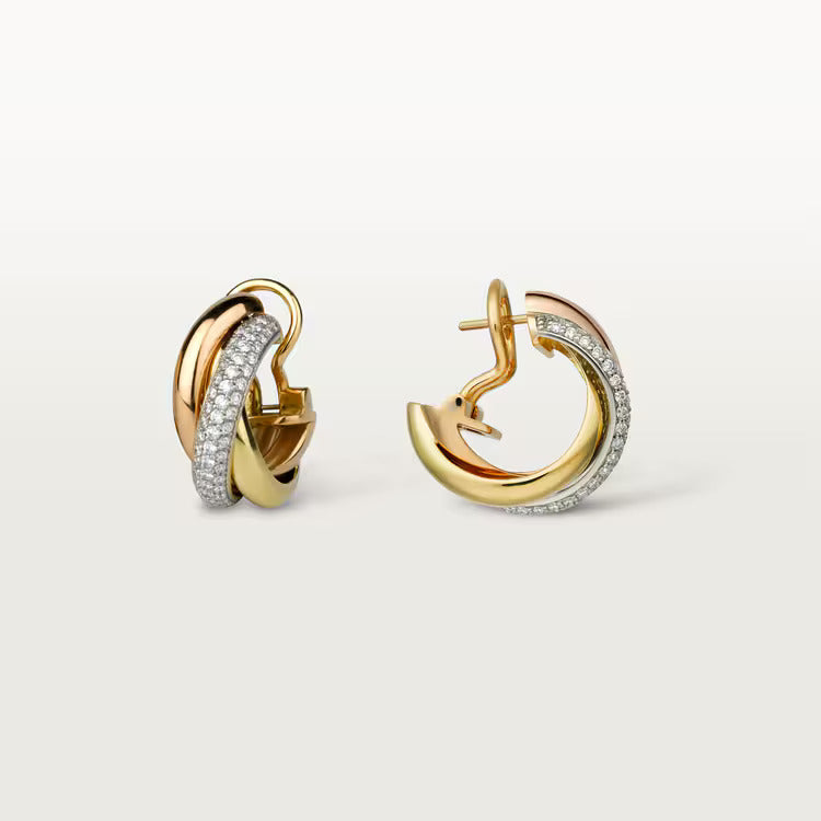 Cartier Trinity earrings, classic model, half-paved