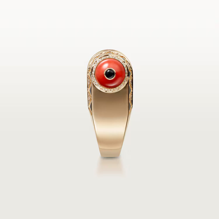 Cartier Géometrie & Contrastes ring, coral, paved