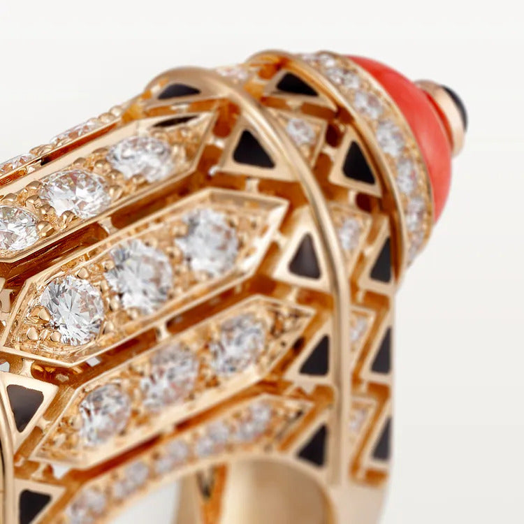 Cartier Géometrie & Contrastes ring, coral, paved