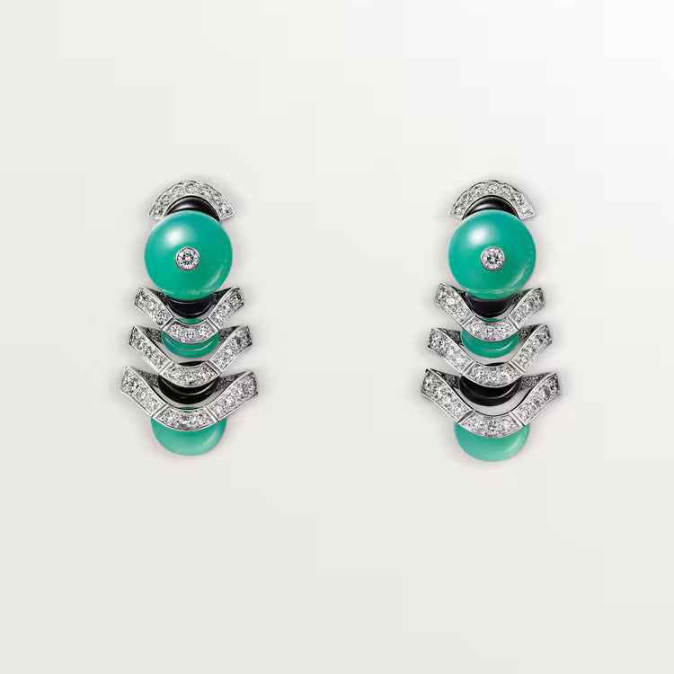 Cartier Géometrie & Contrastes earrings, chrysoprase, paved