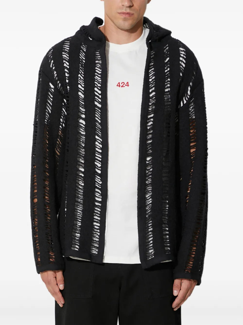424  open-knit hoodie