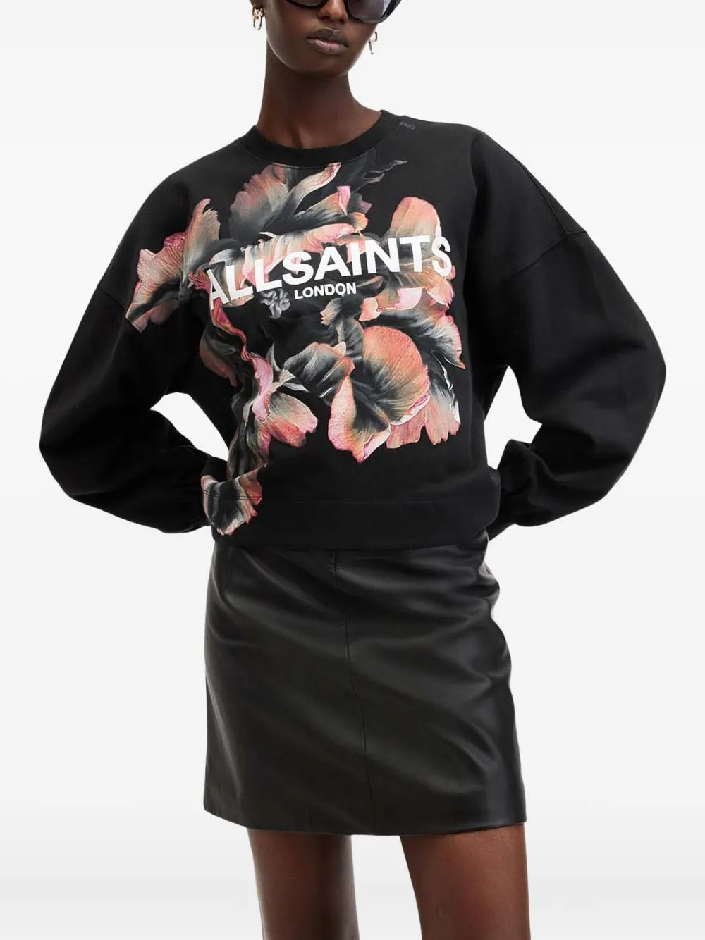 AllSaints  Fleurir Lila floral-print sweatshirt