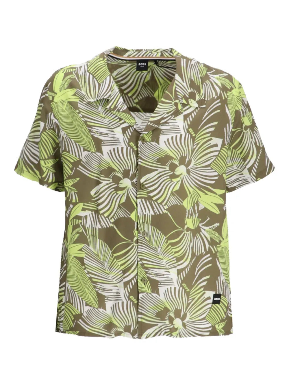 BOSS  leaf-print short-sleeve shirt