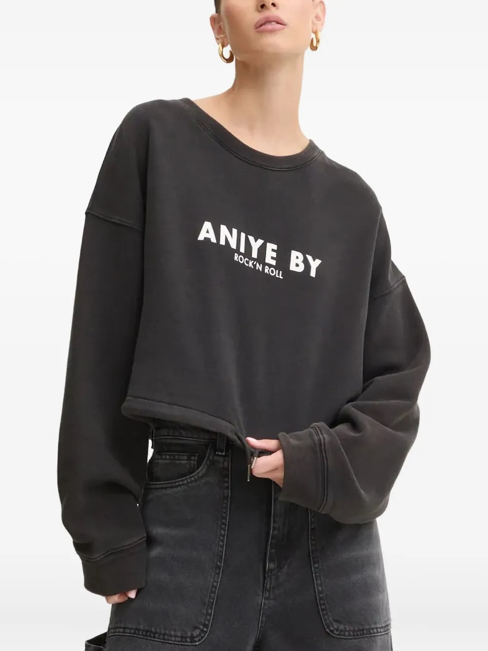 Aniye By  logo-print cropped sweatshirt