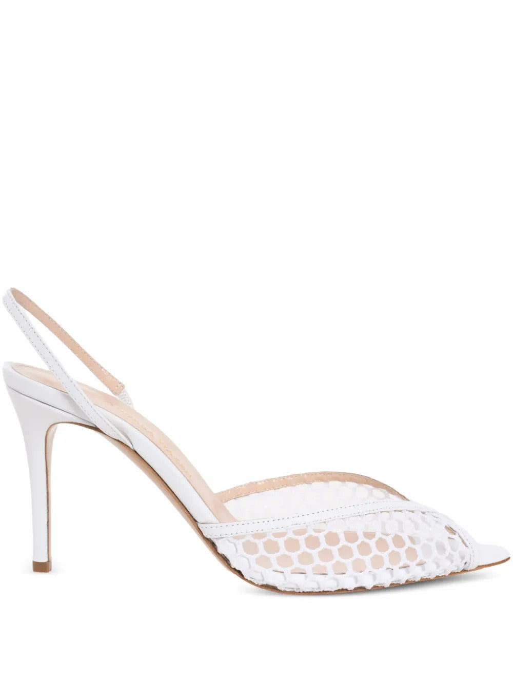 Andrea Wazen  85mm Katy net sling pumps