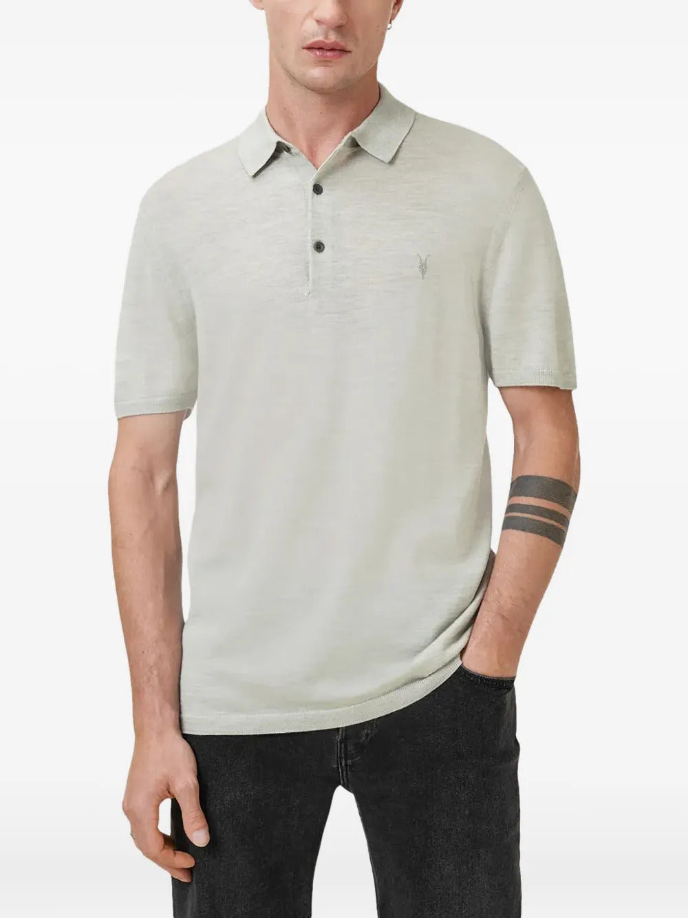 AllSaints  embroidered short-sleeve polo shirt