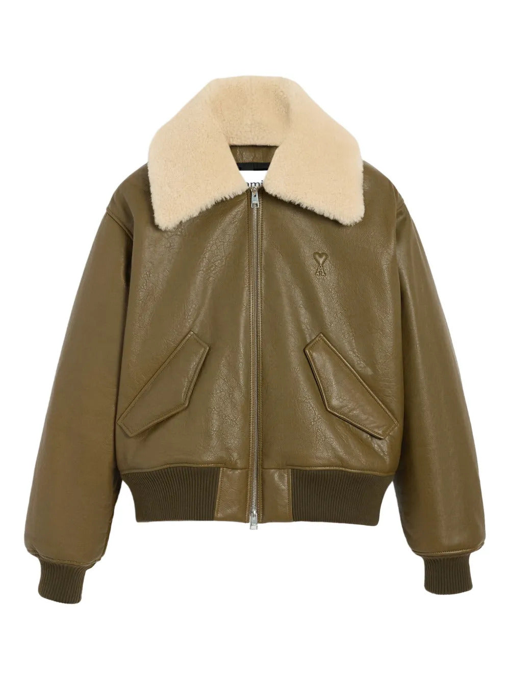 AMI Paris  leather zipped jacket