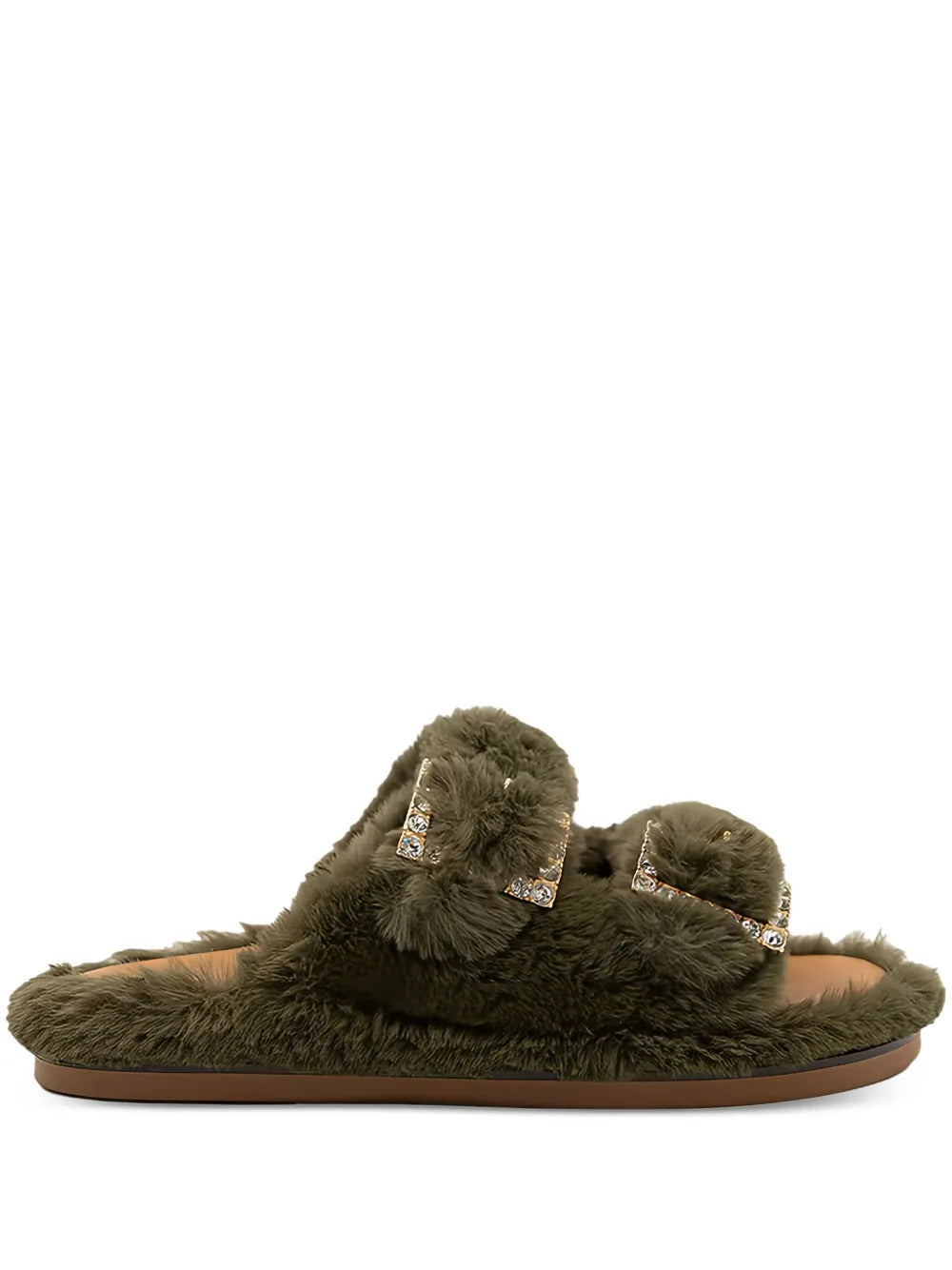 ALIBI  Greta double-buckle eco-fur slippers
