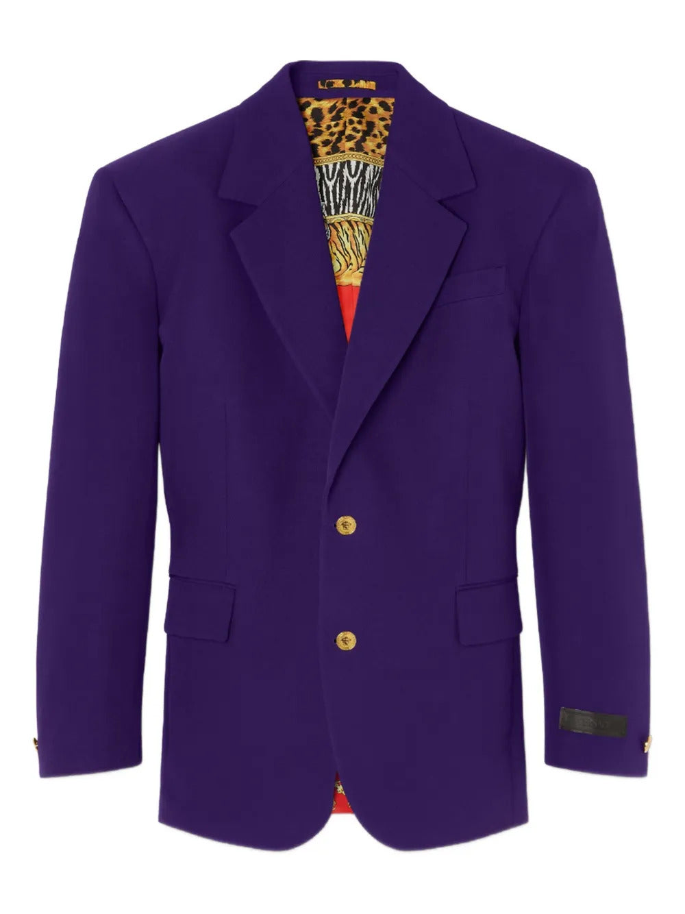 Versace  gold-button animal-print lining jacket