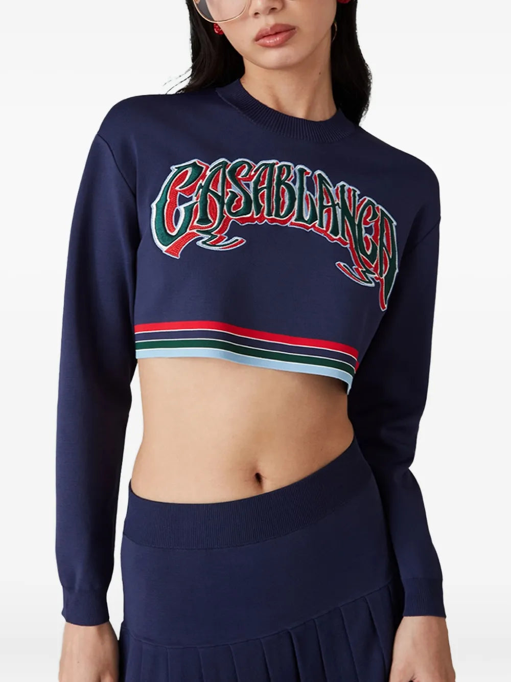 Casablanca  logo-embroidered cropped sweatshirt