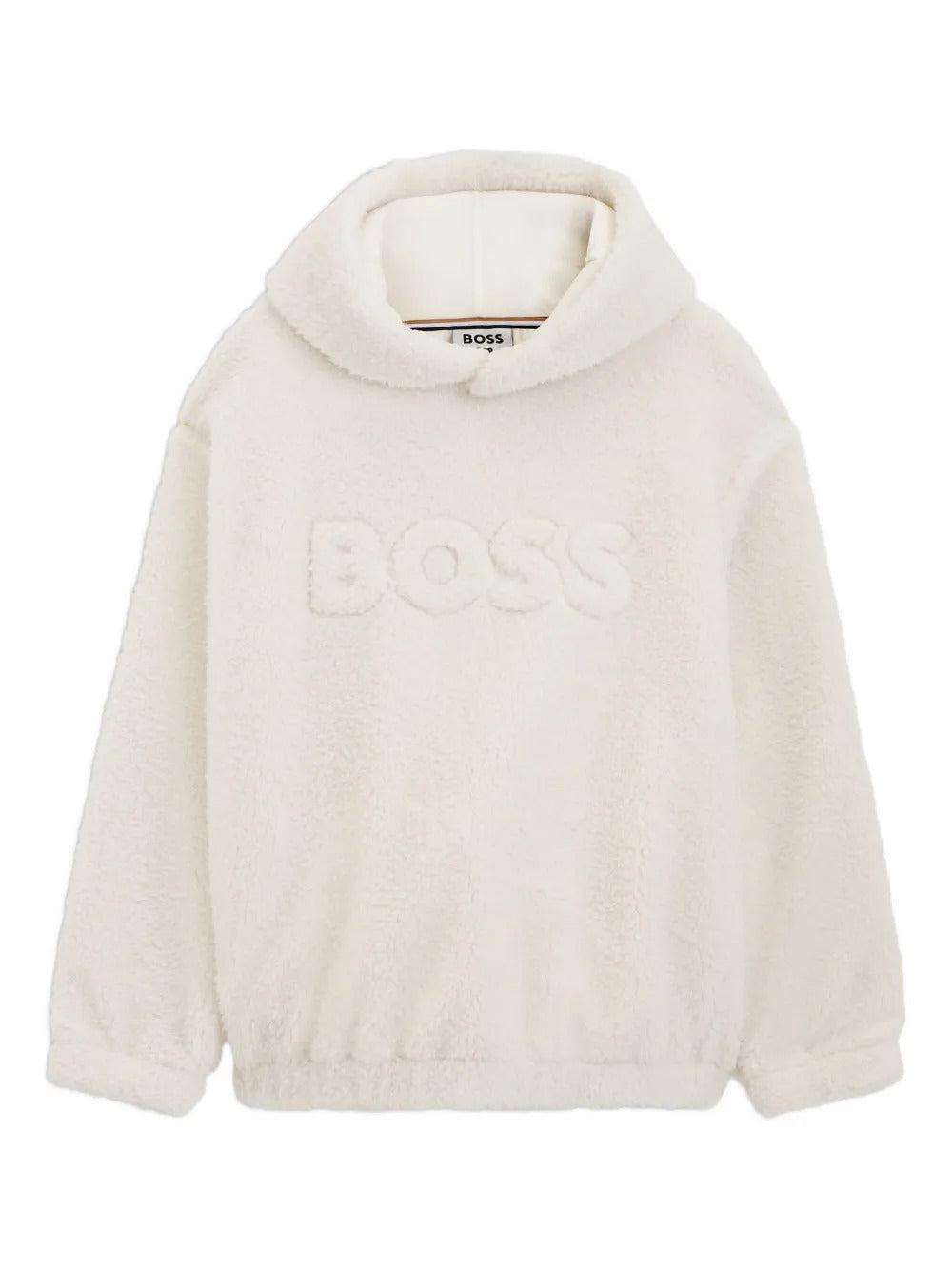 BOSS  embossed-logo teddy-fleece hoodie