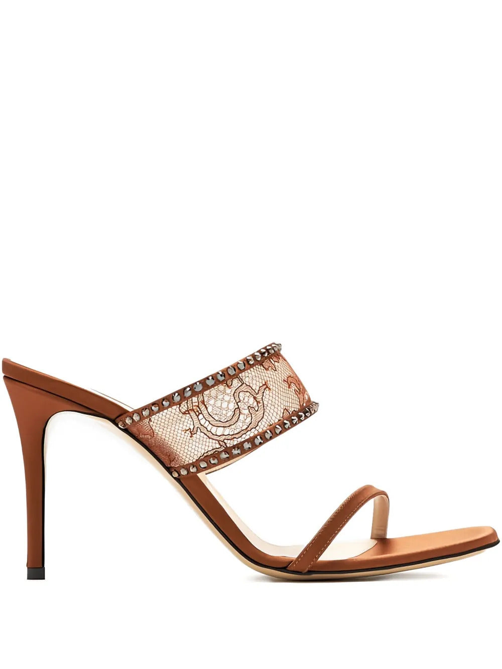 Andrea Wazen  85mm Tabaris lace-embellished stiletto sandals