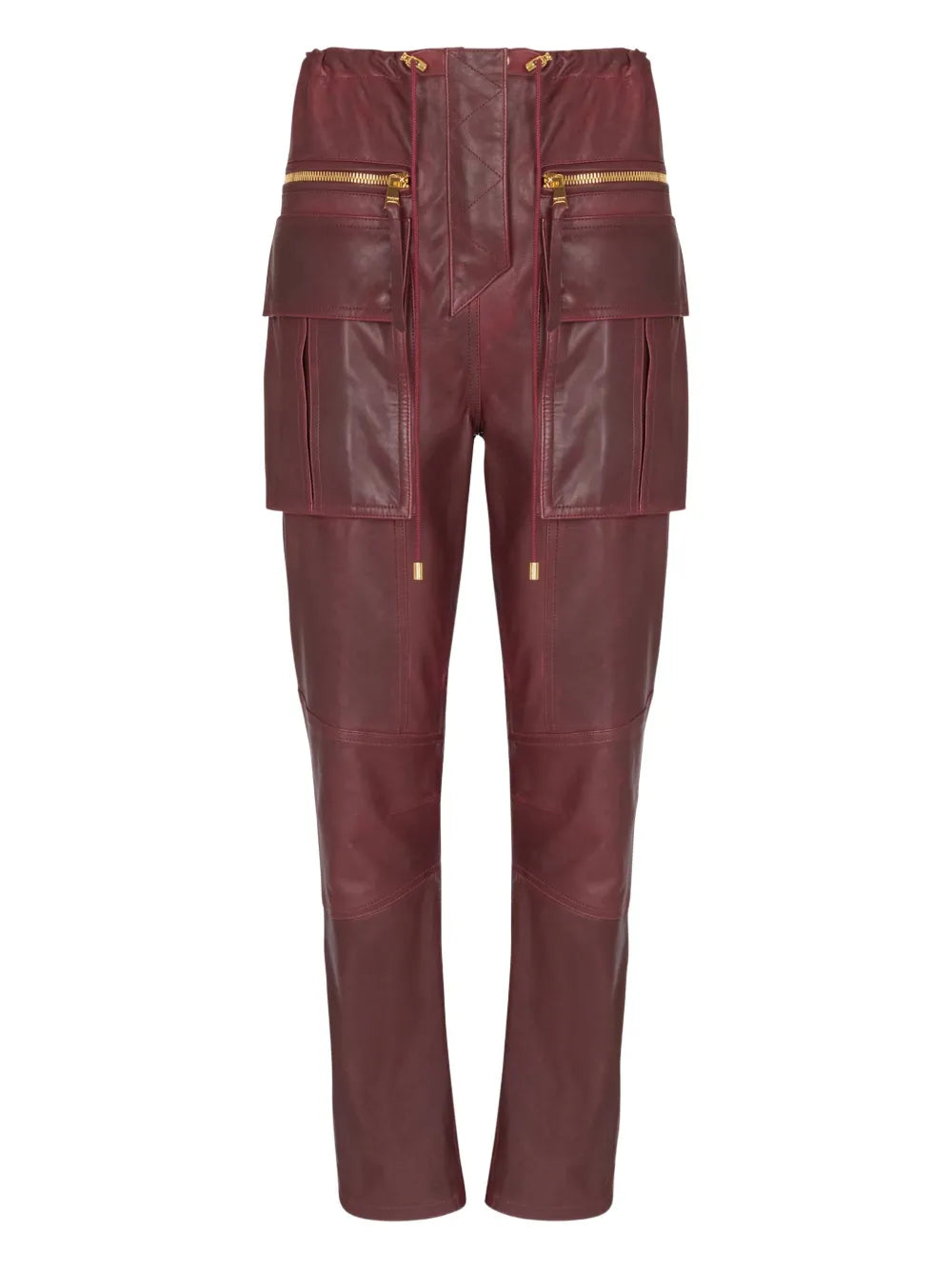 Balmain  lambskin leather cargo straight trousers