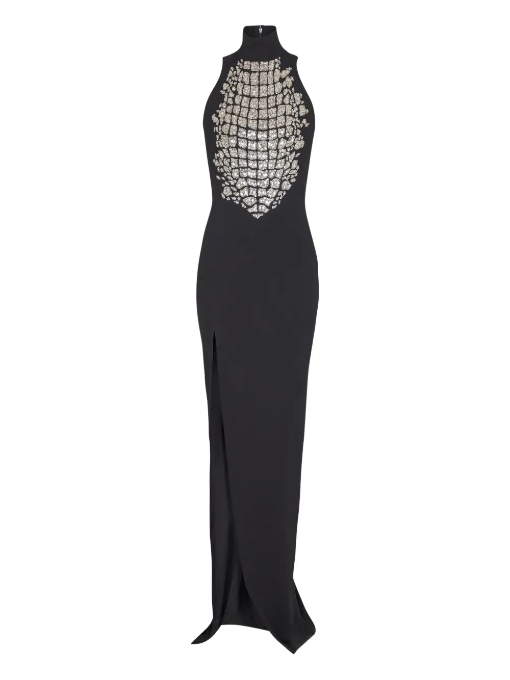 Balmain  high-neck embellished slit maxi dress