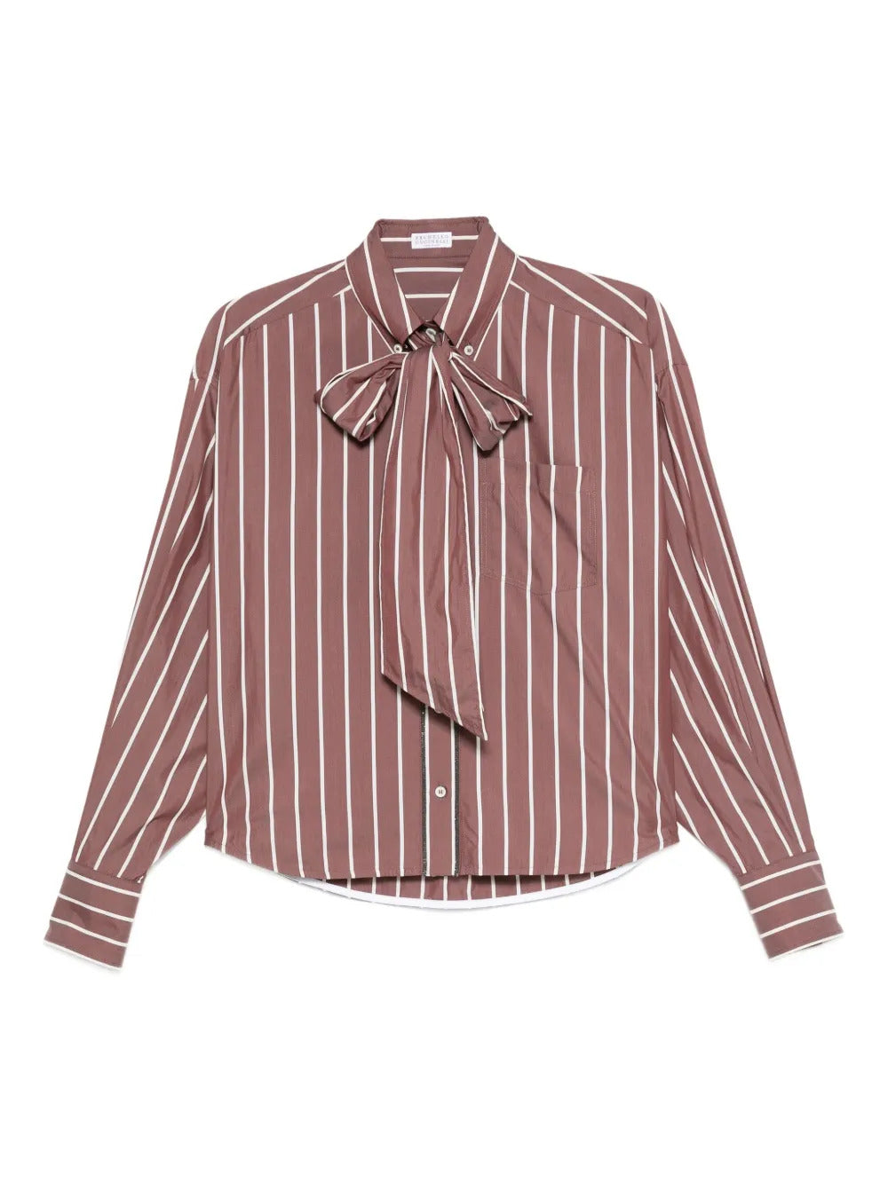 Brunello Cucinelli  striped bow shirt