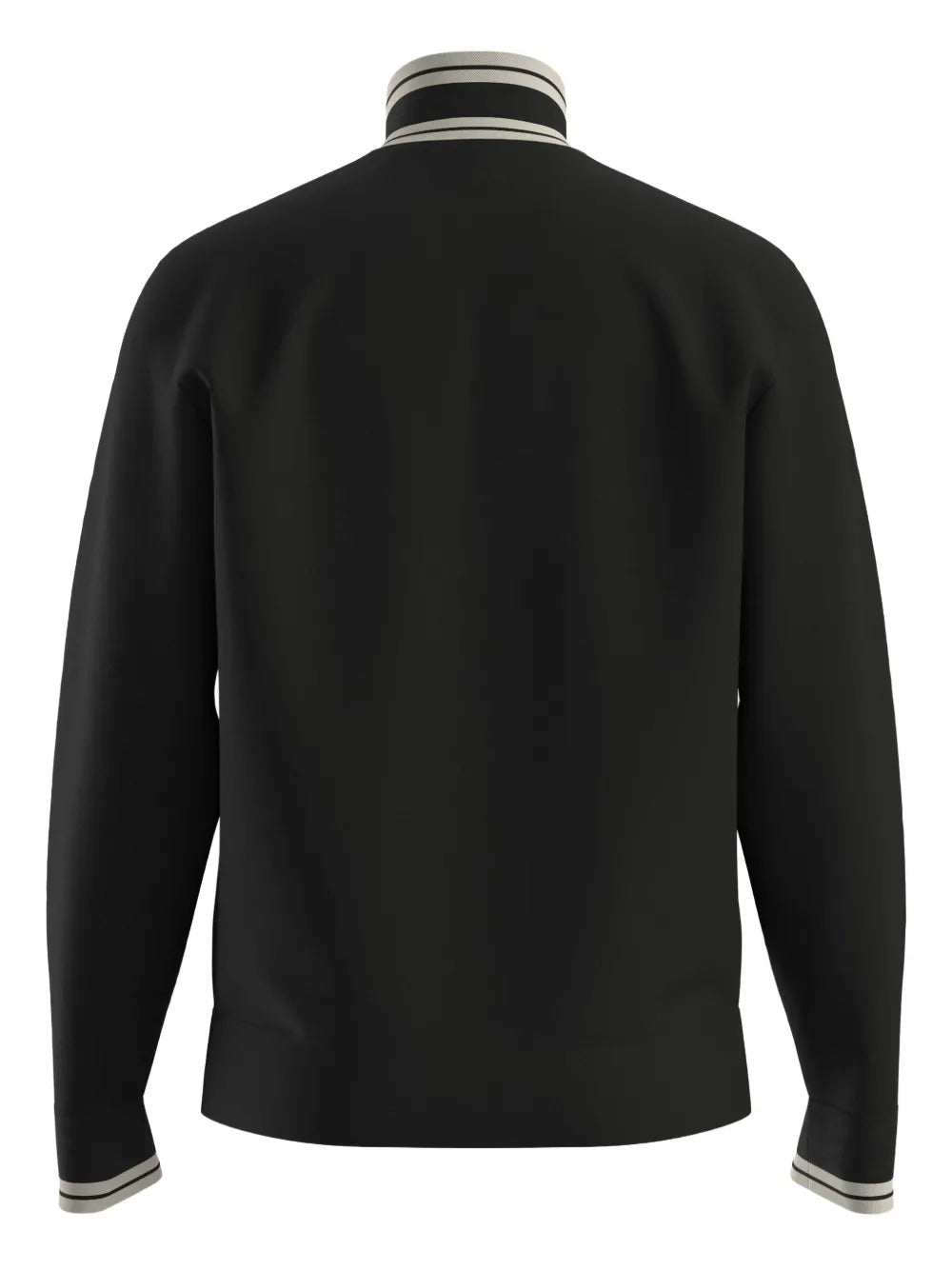 BOSS  striped-collar zip-up sweater