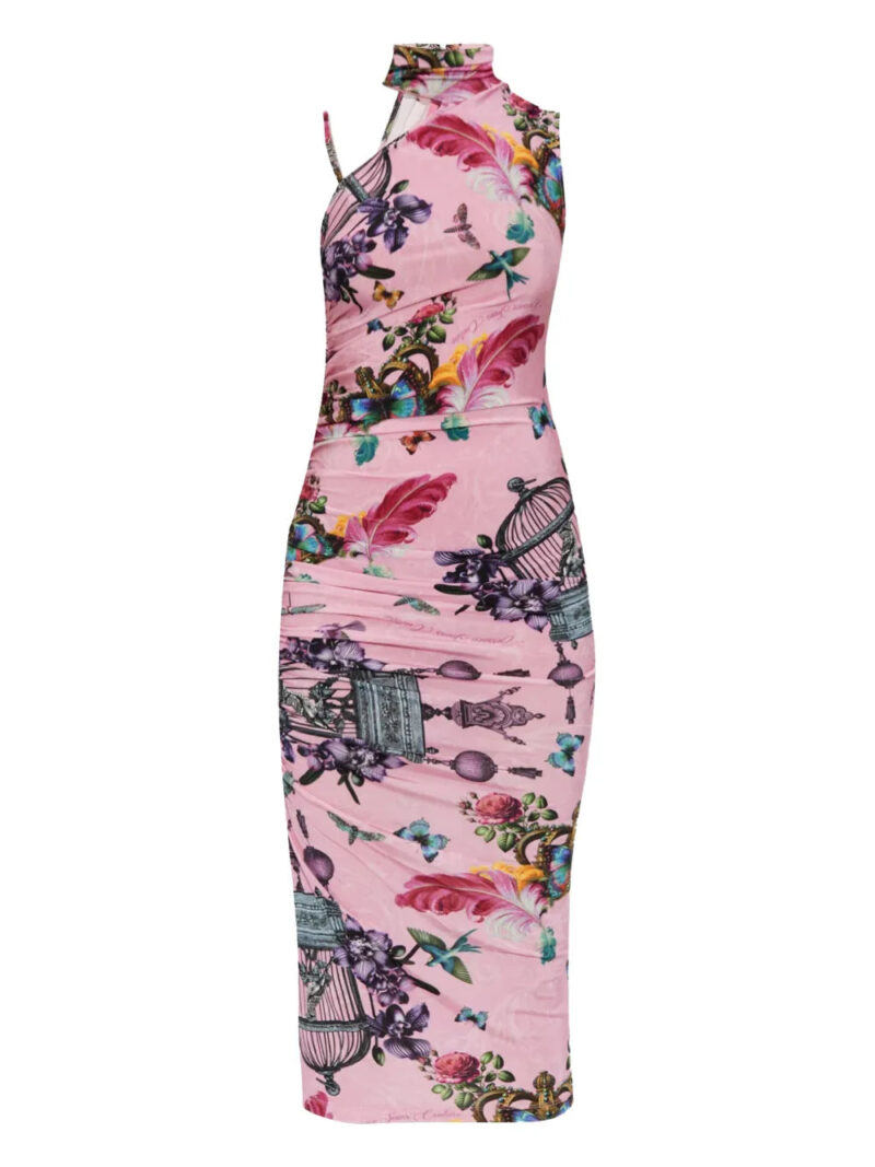 Versace Jeans Couture  birdcage-print high-neck midi dress