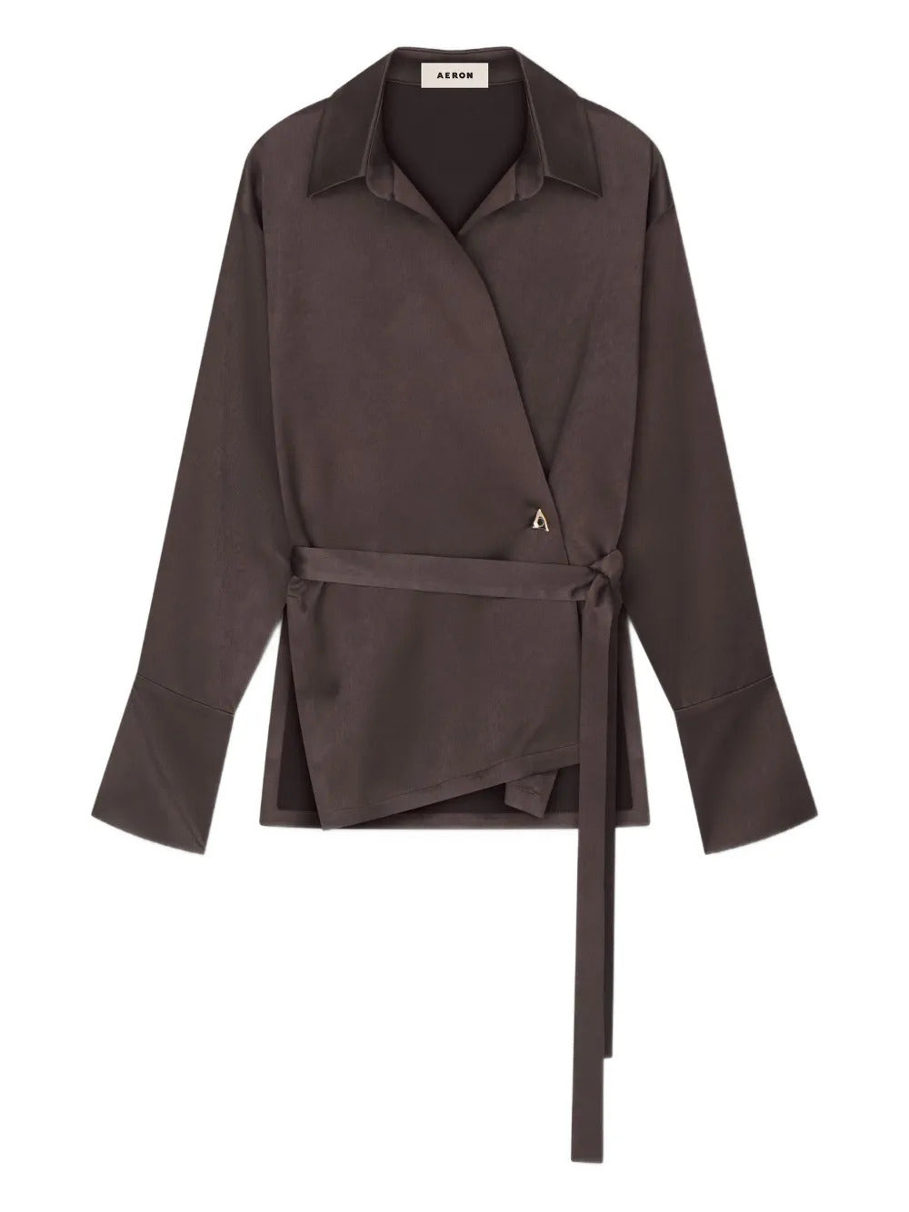 AERON  wrap-front satin shirt