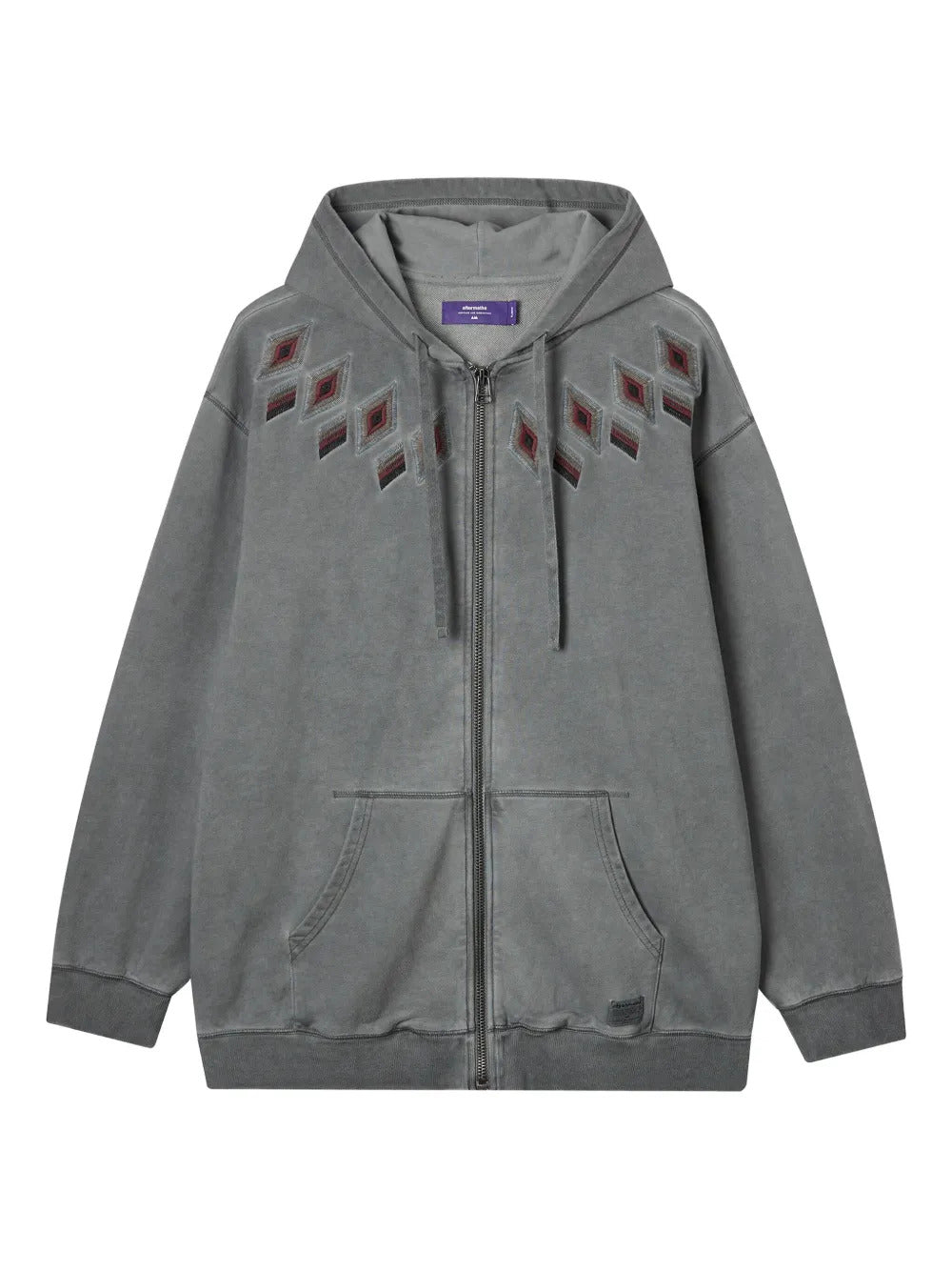 aftermaths  embroidered diamond-pattern zip-up hoodie