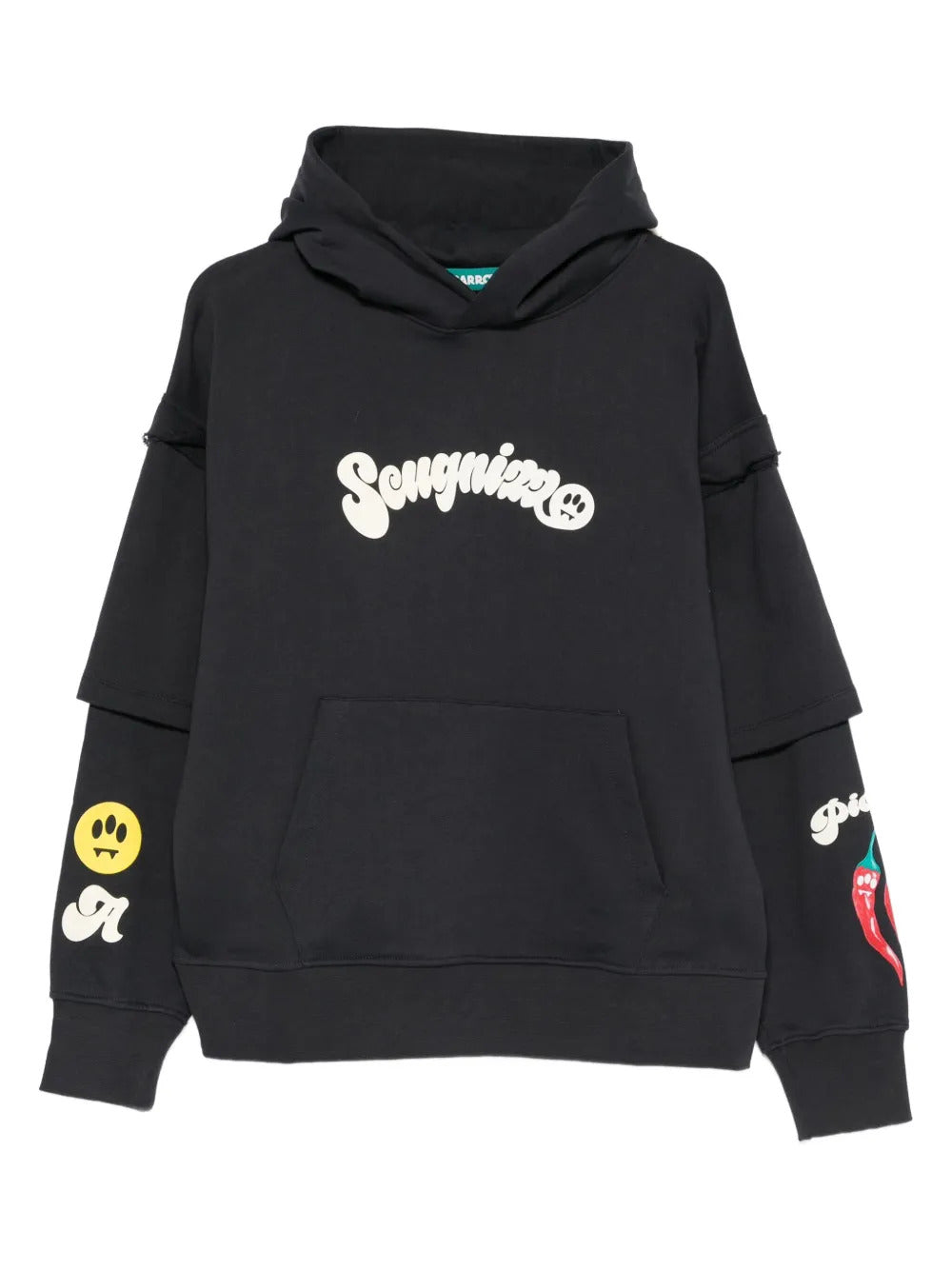 BARROW  graphic-print layered hoodie