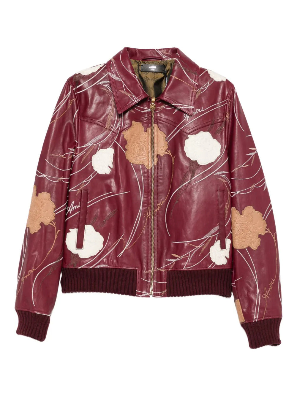 AMIRI  floral-embroidered leather jacket
