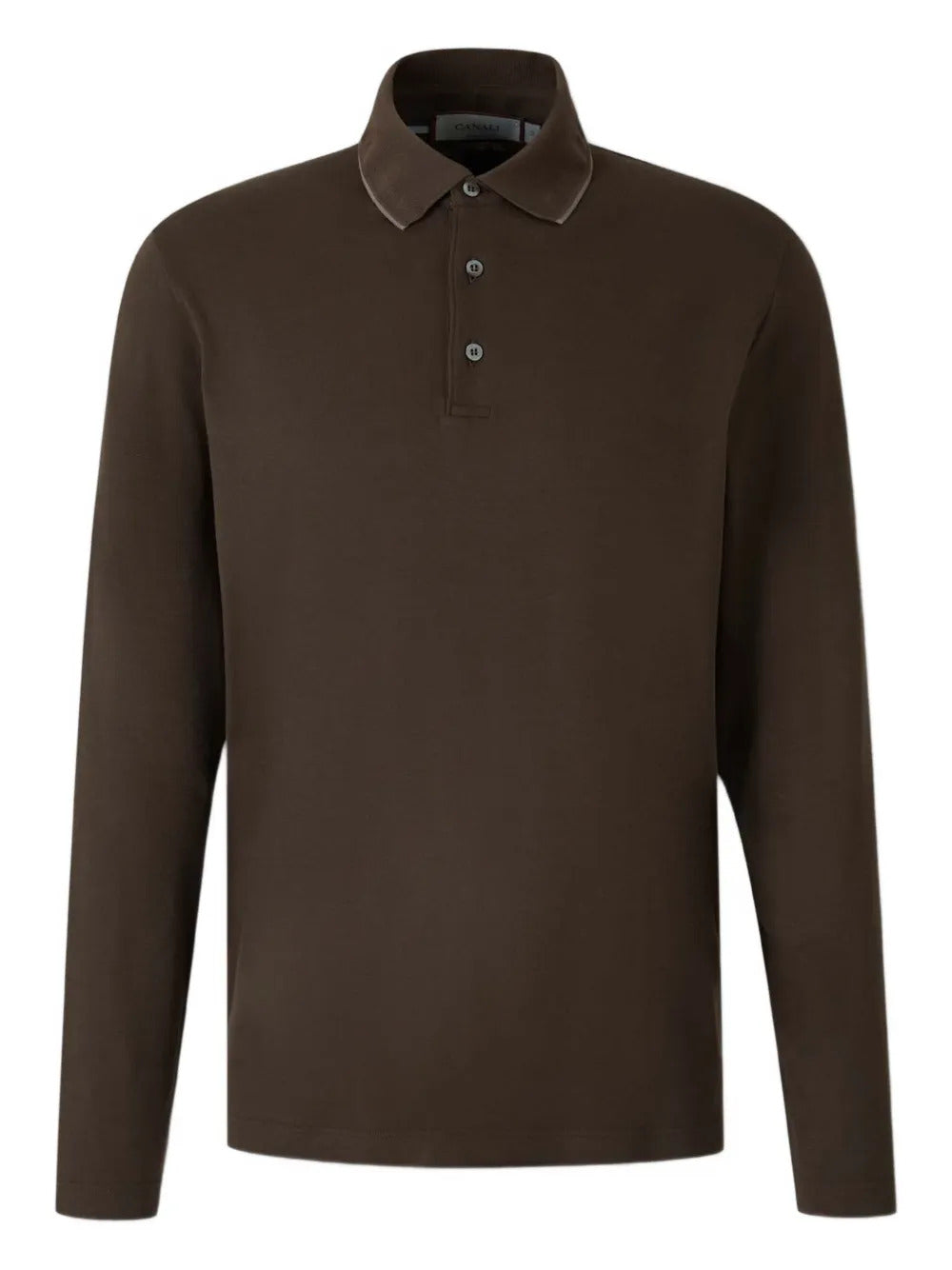 Canali  long-sleeve ribbed-trim polo shirt
