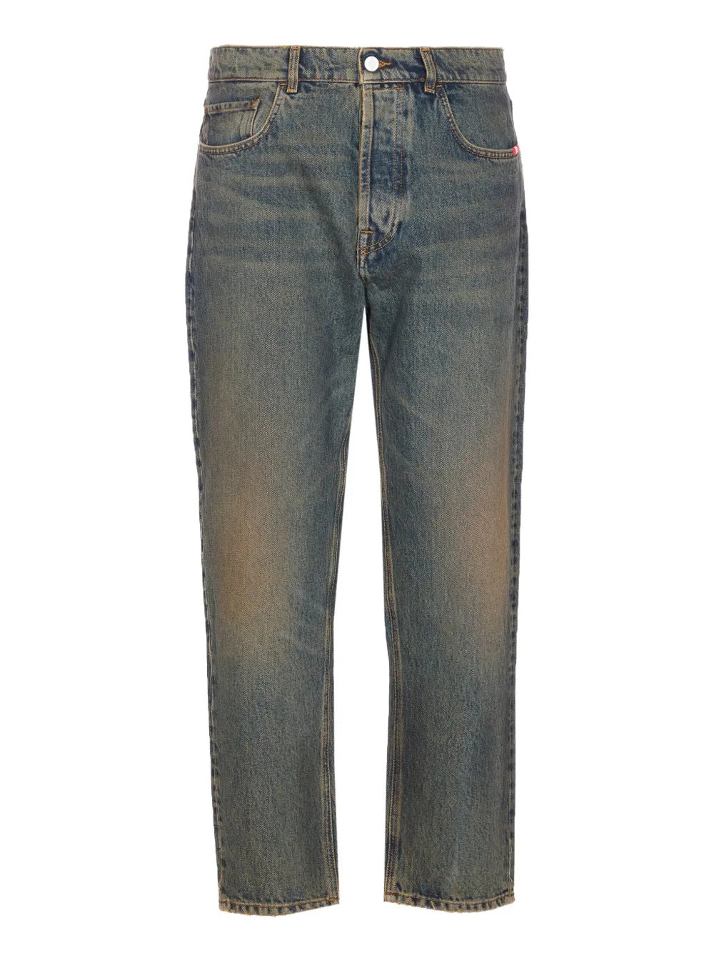 AMISH  whiskering-effect jeans