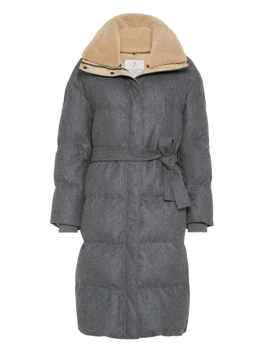 Brunello Cucinelli  flannel shearling-collar down jacket