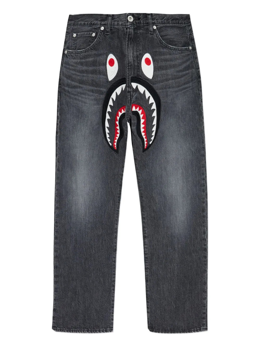 A BATHING APE®  shark-appliqué jeans