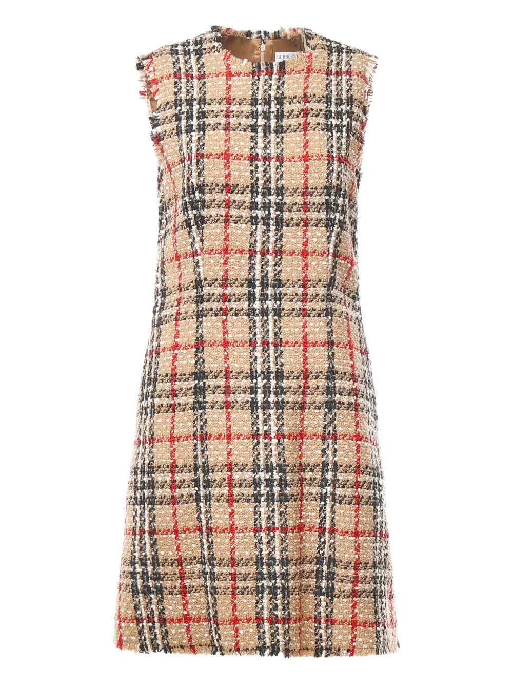 Burberry  checked-pattern frayed midi dress