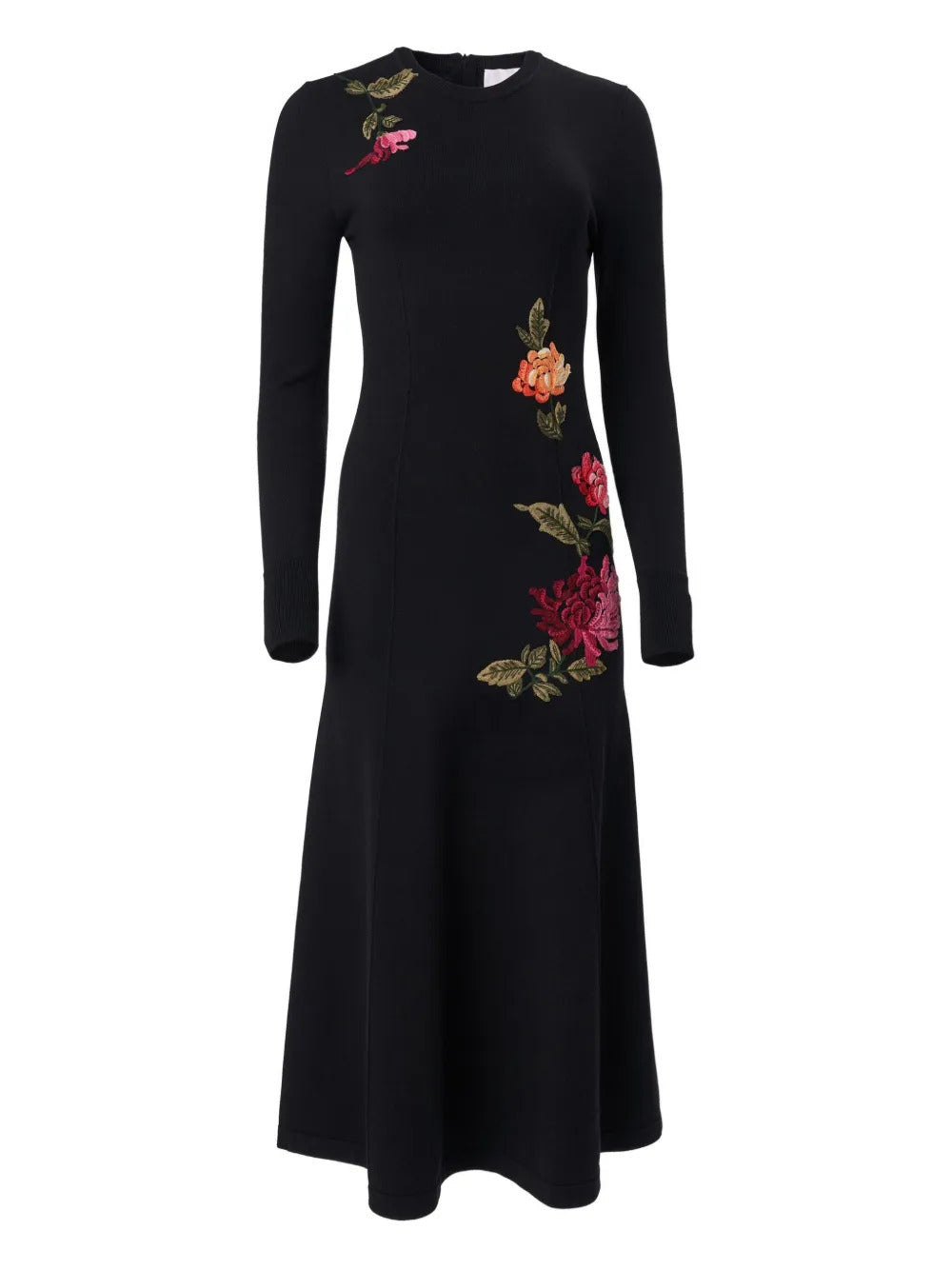 Carolina Herrera  chrysanthemum-embroidered knit midi dress