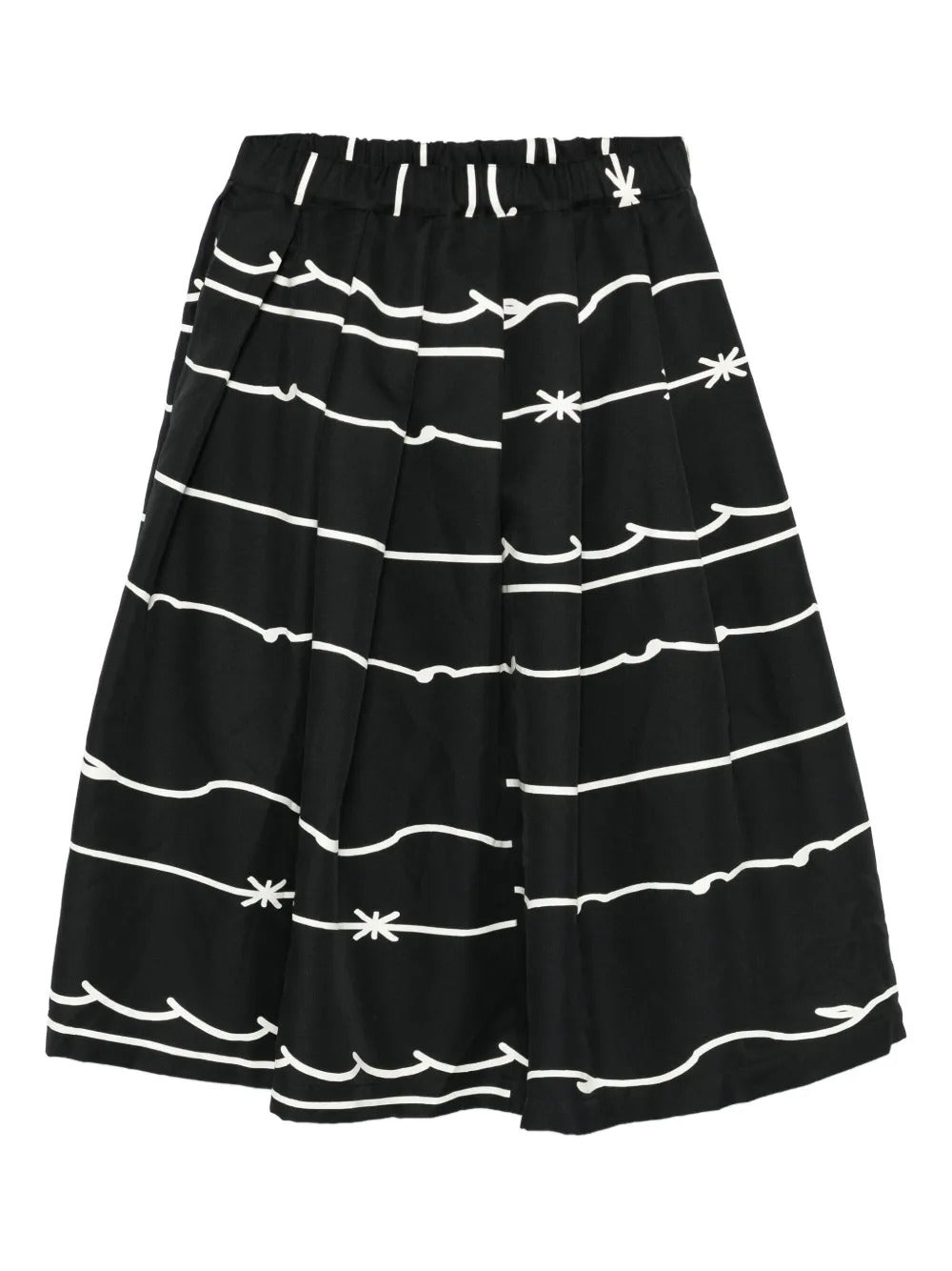 Black Comme Des Garçons  pleated graphic-print midi skirt