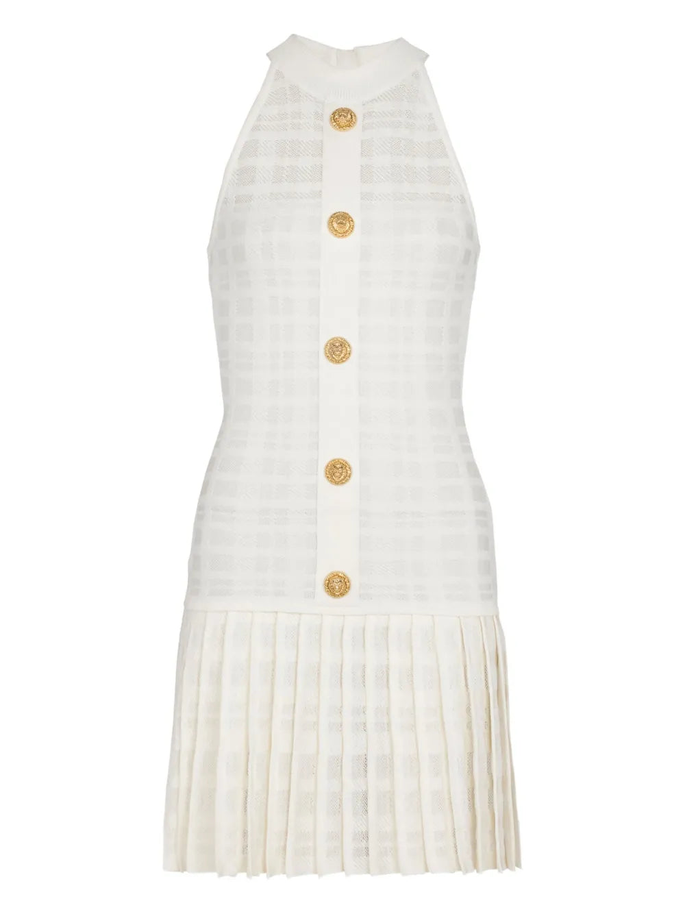 Balmain  button-embellished pleated dress