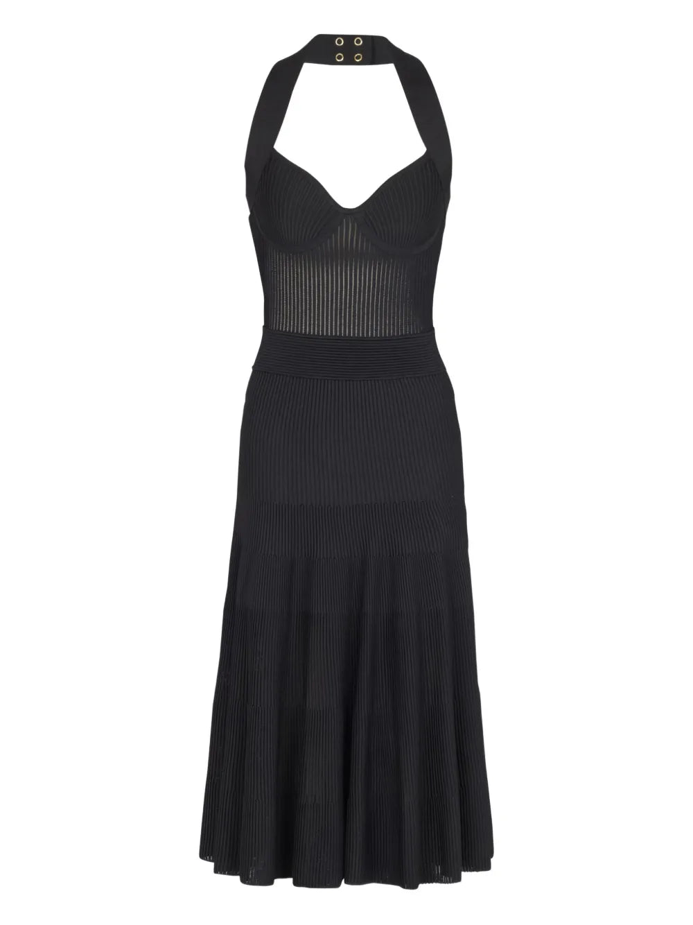 Balmain  halterneck pleated midi dress