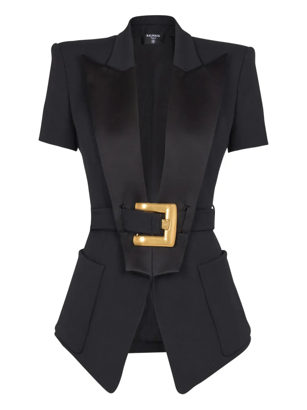 Balmain  belted grain-de-poudre jacket
