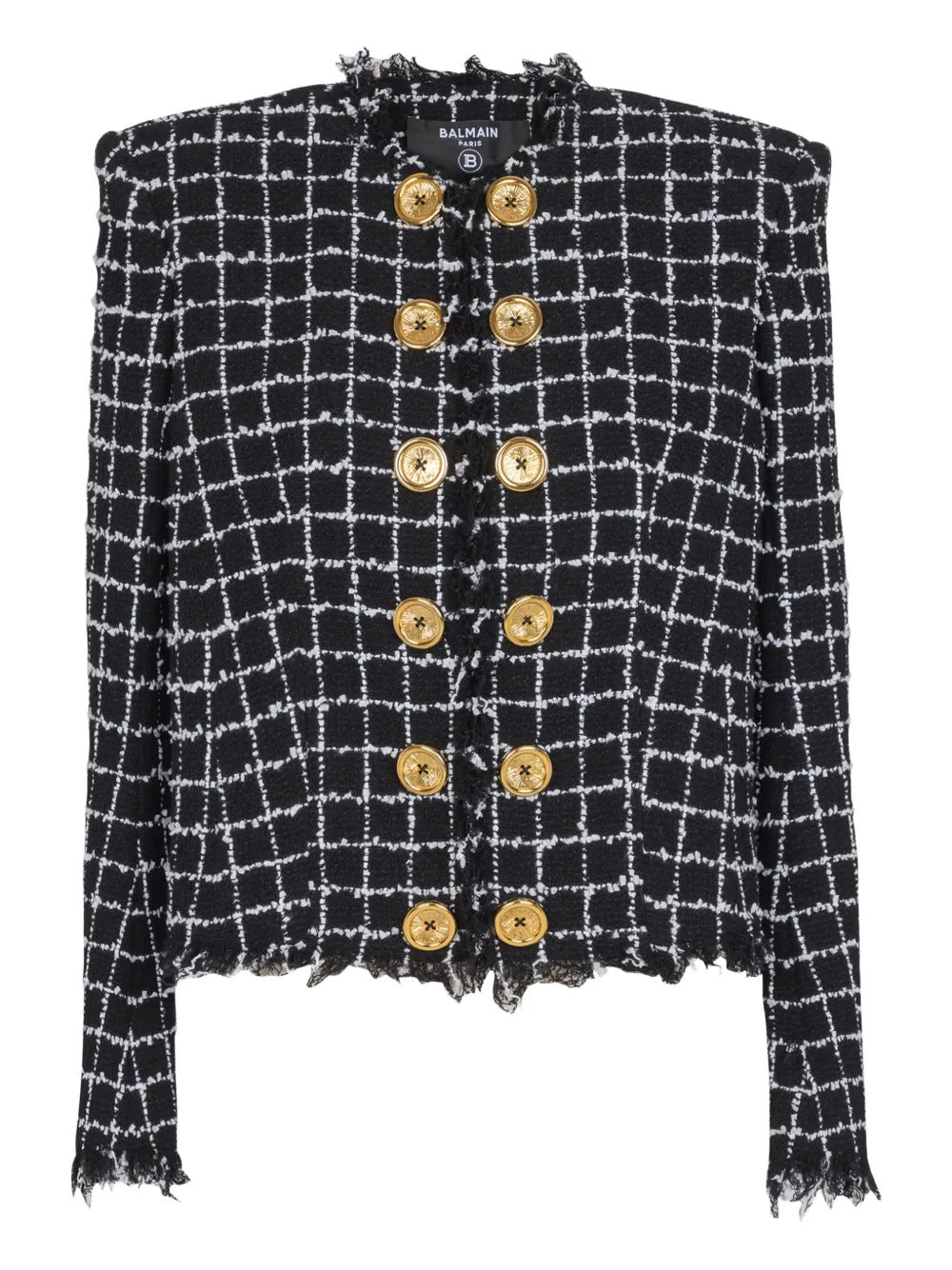Balmain  frayed button tweed jacket