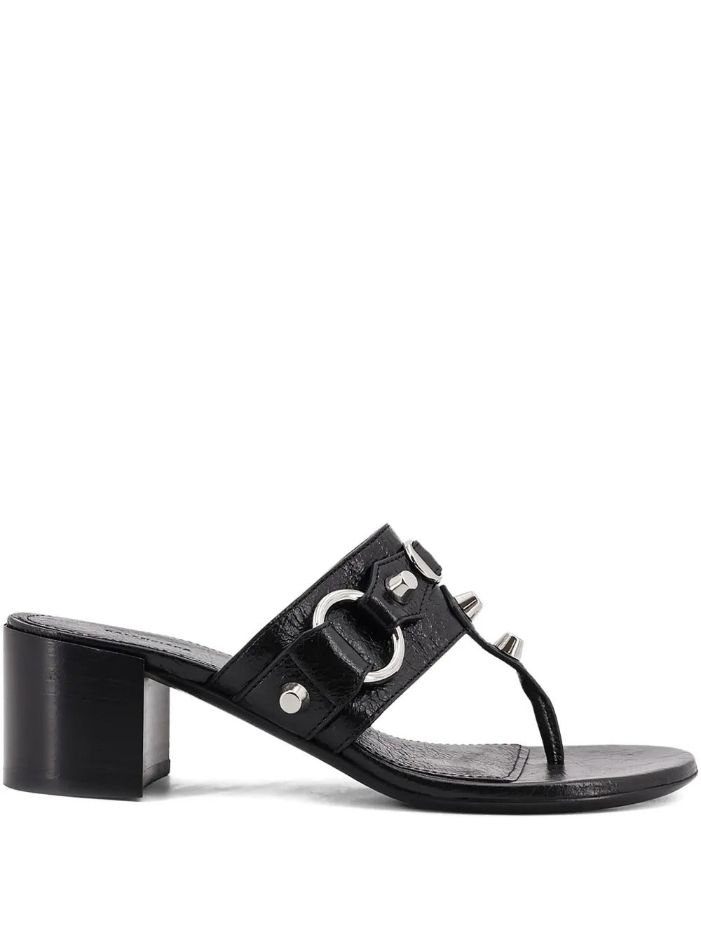 Balenciaga  50mm studs buckle leather heeled sandals