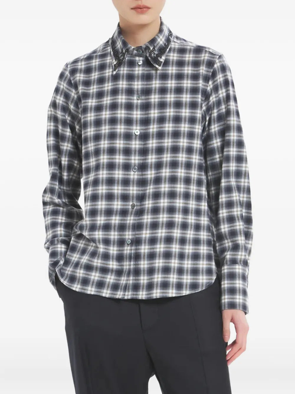 Barena  checked embellished collar shirt