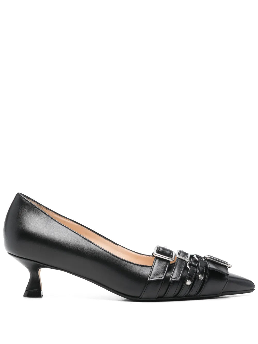 Anna F.  45mm buckled-strap point-toe pumps