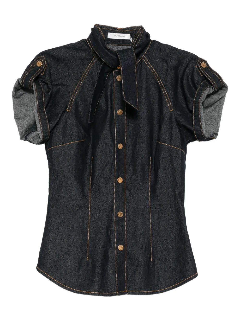 ZIMMERMANN denim tie neck shirt