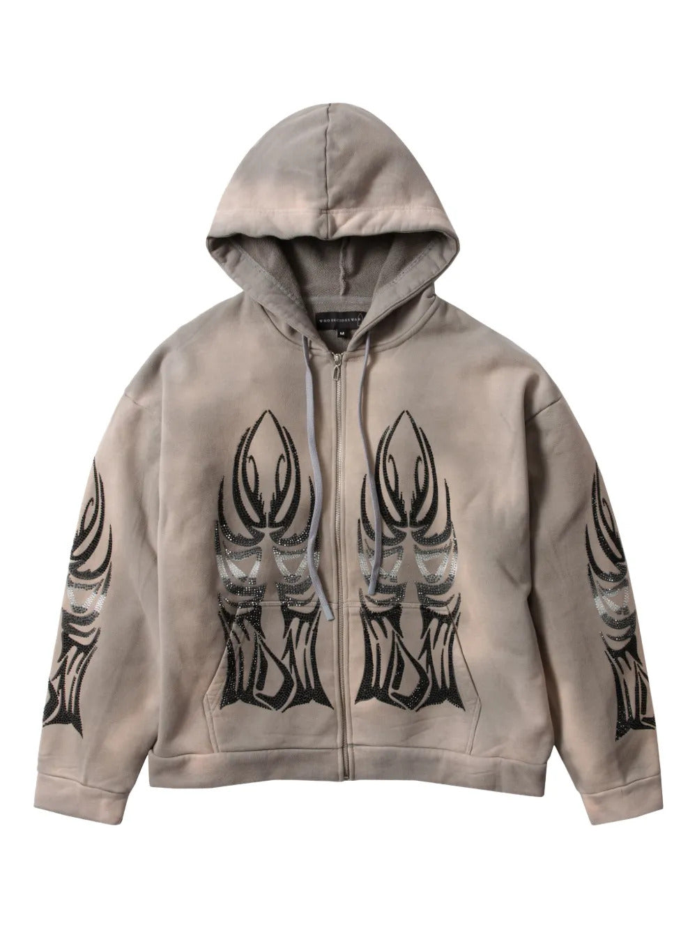 Who Decides War  embellished zip-up hoodie