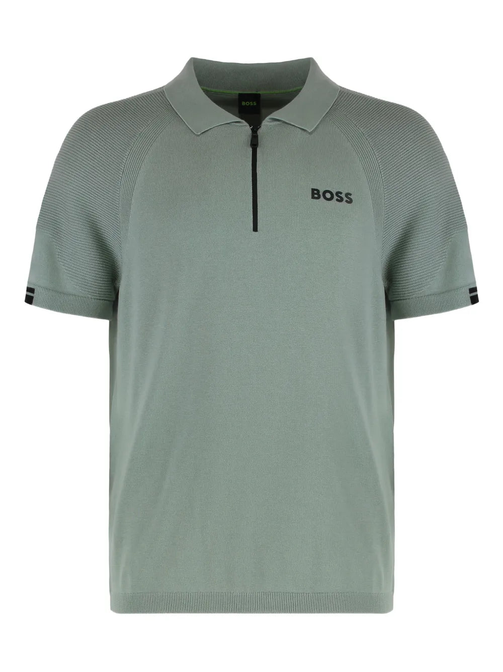 BOSS  ribbed-cuffs zip-fastening polo shirt