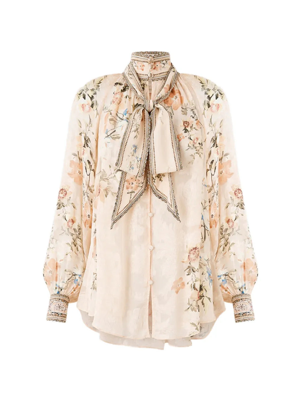 Camilla  pussy-bow floral print top