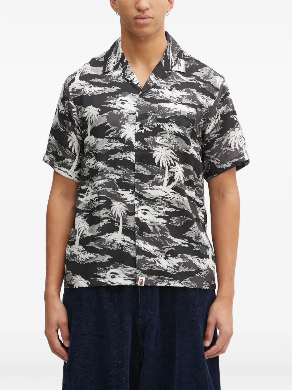 A BATHING APE®  palm-tree printed shirt